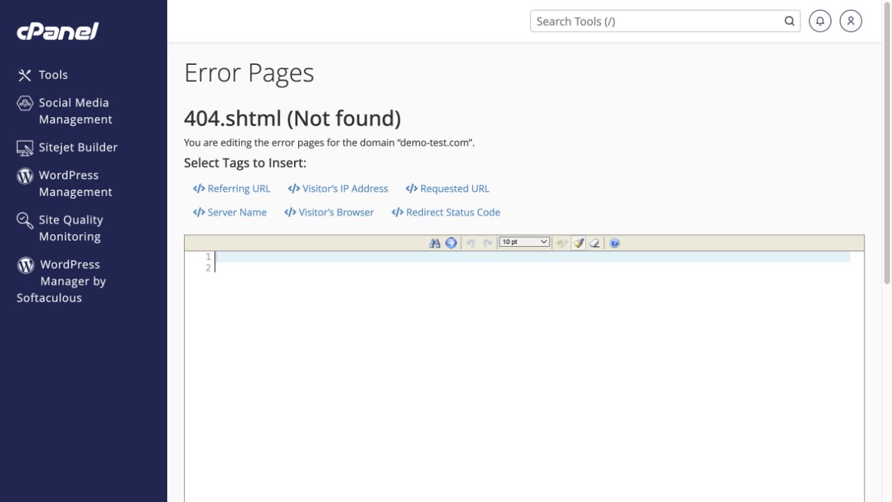 The 404 editor is a separate screen; scroll to its Save button.