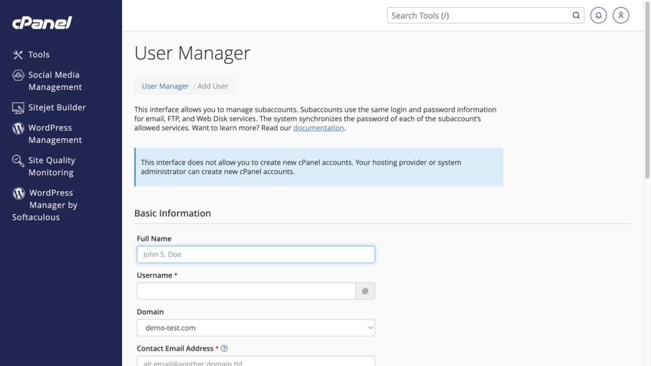 Enter the user identity and choose how they will set their password.