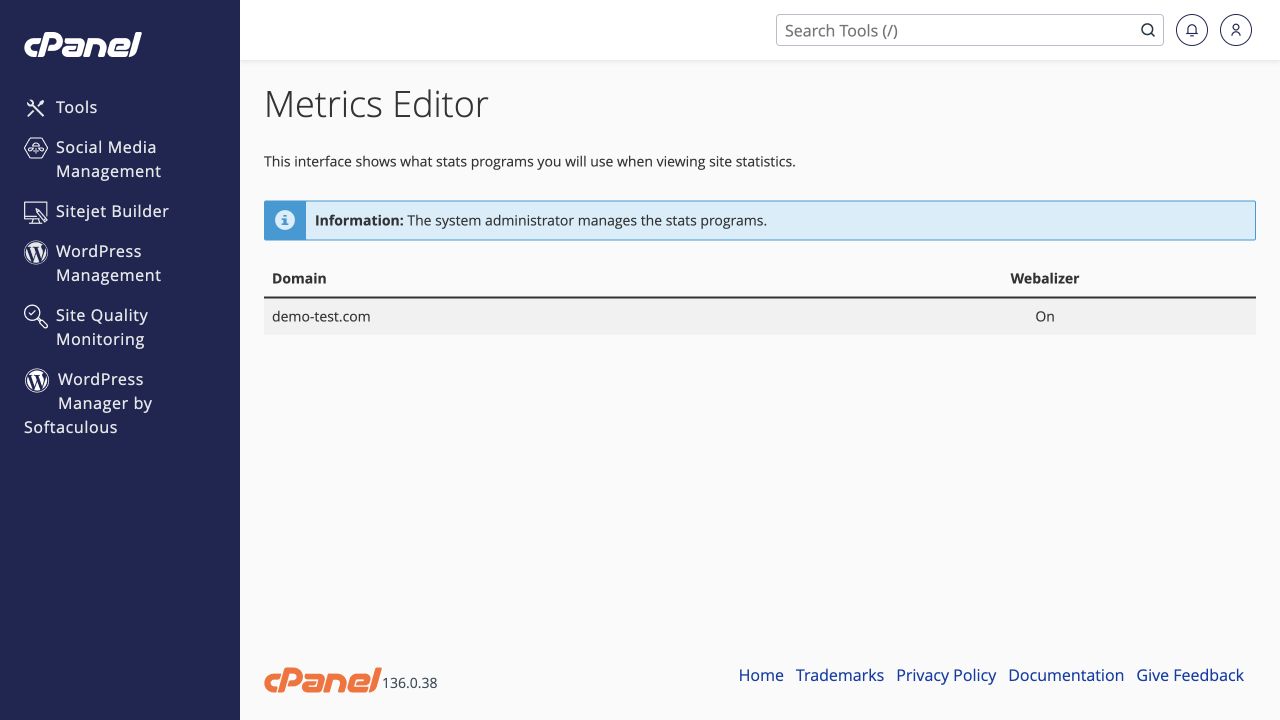 This account’s metrics program selection is controlled by the administrator.